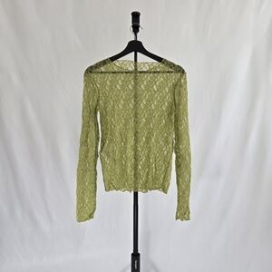 Elegant Lace Women Top in Olive Green